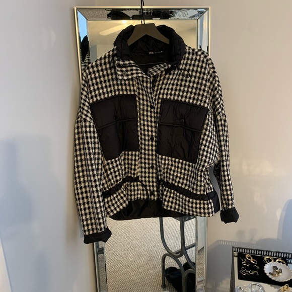 Zara Jackets & Blazers - Zara  Houndstooth Crop Jacket copy